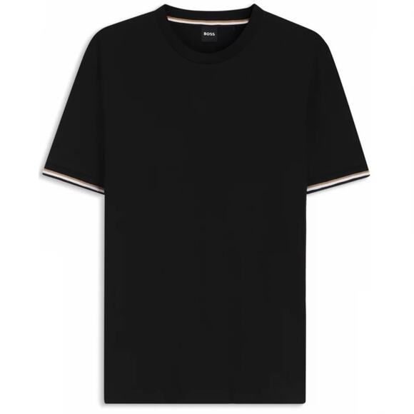 BOSS Hugo Boss Black Thompson 04 Short Sleeve Stripe Trim Cotton T-Shirt Size L - Picture 3 of 16